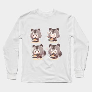 Cute Raccoon eat anything anime Long Sleeve T-Shirt